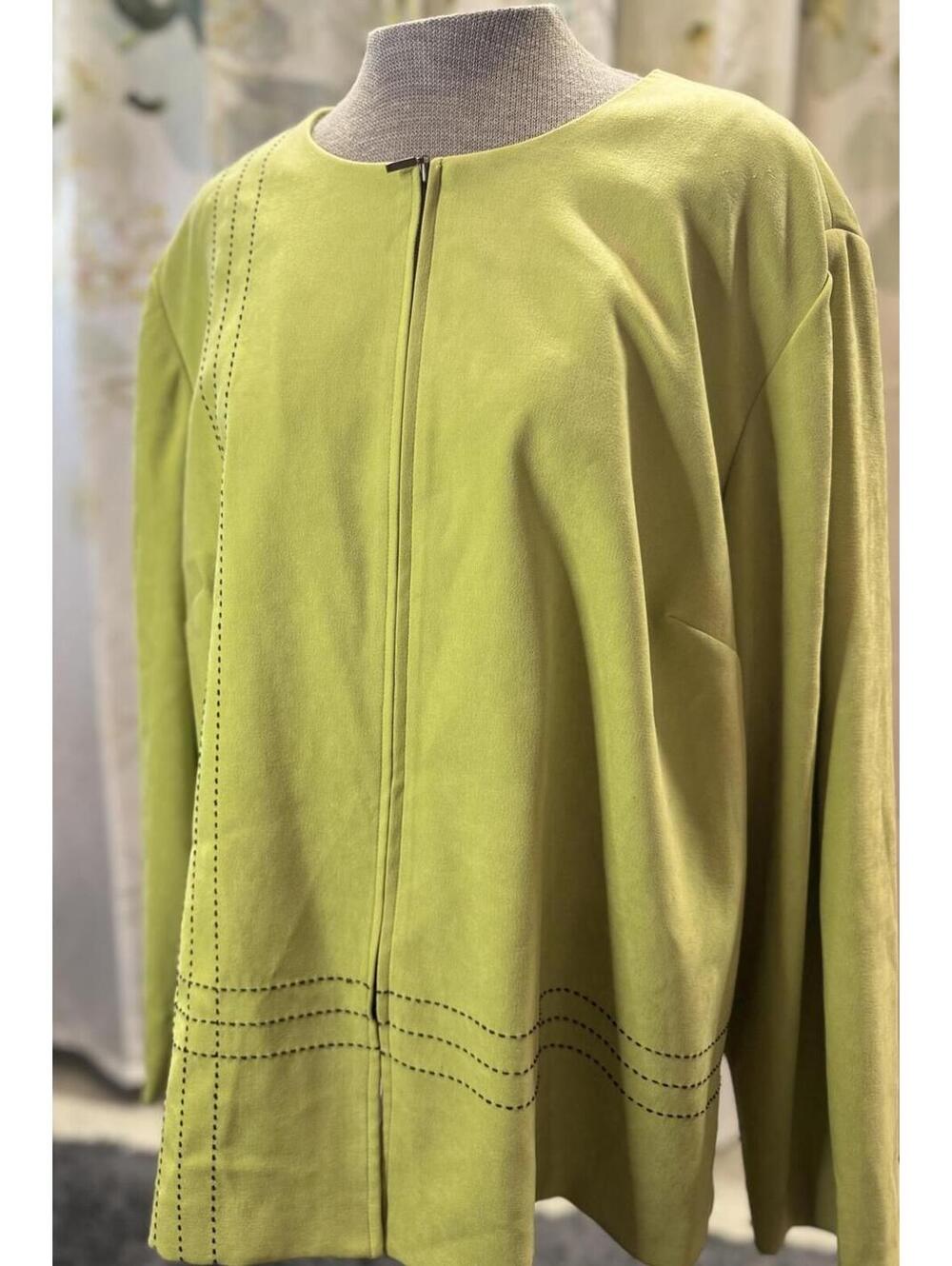 Vintage Leslie Fay Light Green Suede Jacket with Stitch Detailing 22WP